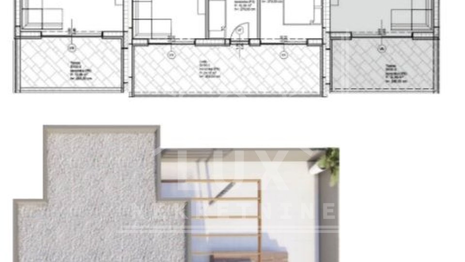 Zweizimmerwohnung im 2. Stock mit Dachterrasse, Privlaka, in der Nähe von Zadar, NEUBAU