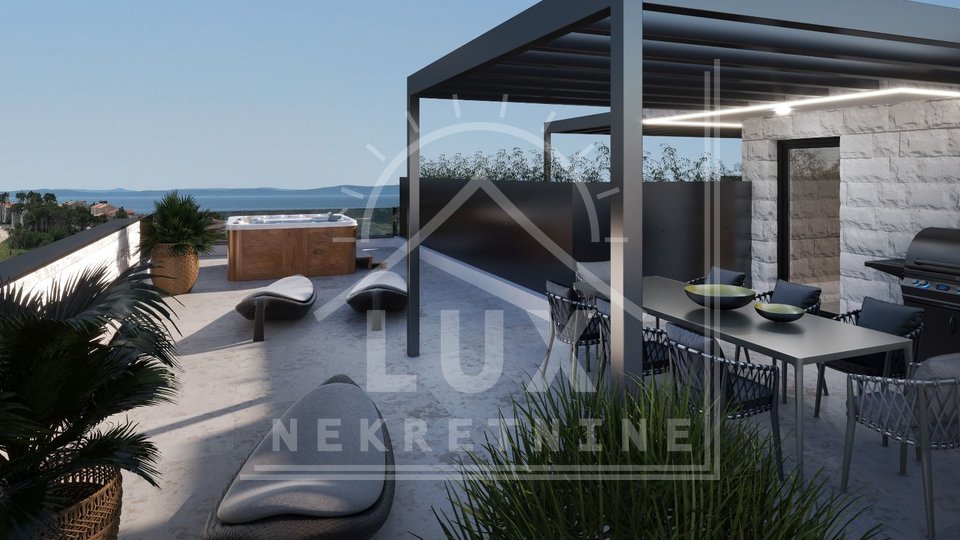 Two-room penthouse on the 2nd floor with a roof terrace, Privlaka near Zadar, NEW CONSTRUCTION