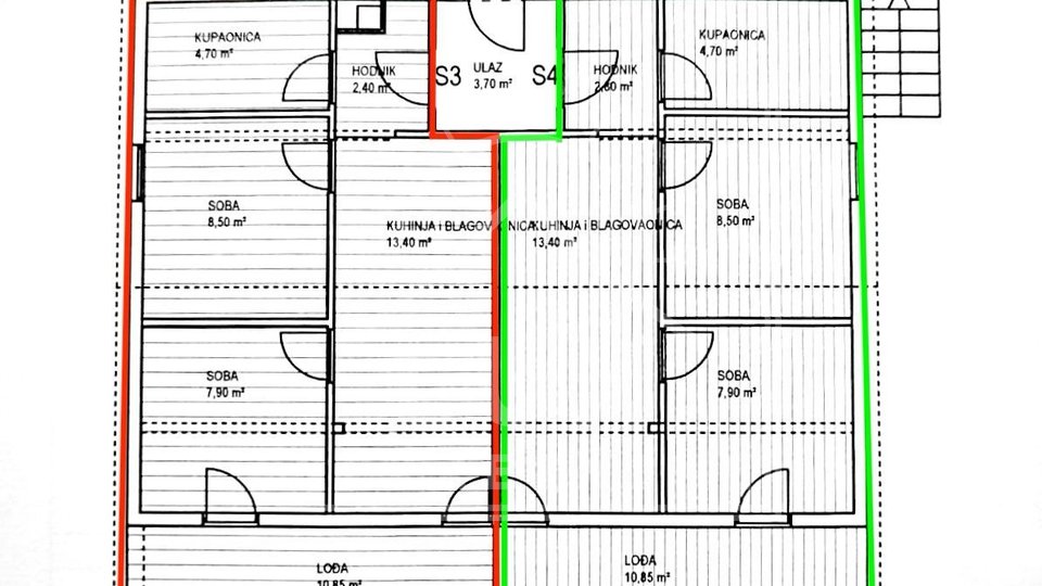 Dva apartmana u kući, Posedarje nedaleko Zadra, s pogledom na more