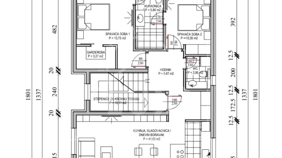 Dvosoban penthouse s krovnom terasom, Petrčane kraj Zadra, NOVOGRADNJA